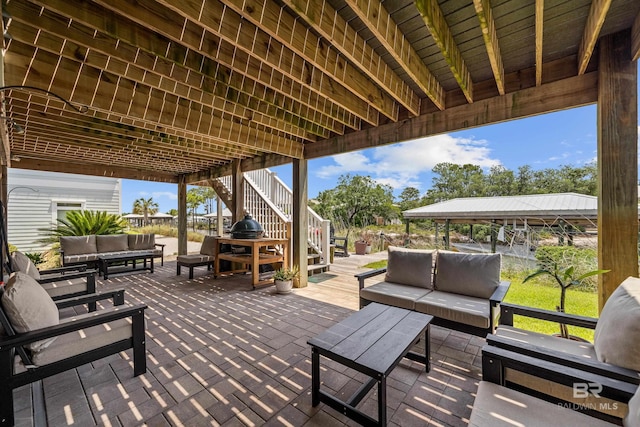 32730 Sandpiper Dr, Orange Beach, AL 36561 - view of patio / terrace featuring an outdoor living space, stairway, and area for grilling