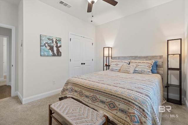 14437 Chenin Blanc Dr, Silverhill, AL 36576 - bedroom featuring carpet flooring, baseboards, a closet, and ceiling fan