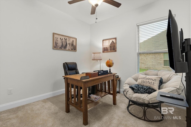 14437 Chenin Blanc Dr, Silverhill, AL 36576 - carpeted office space with ceiling fan and baseboards