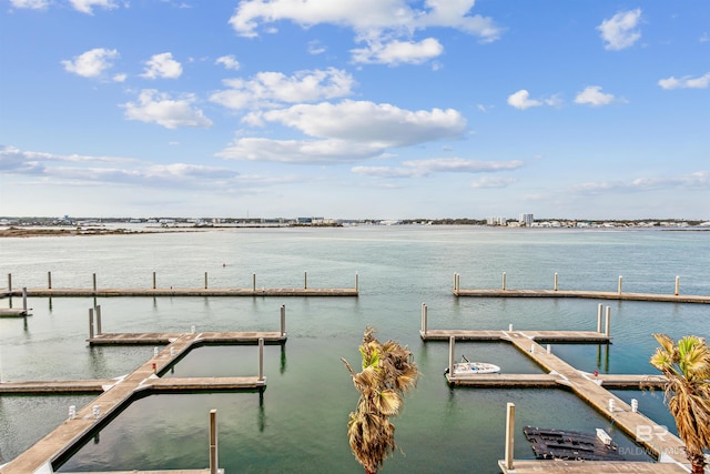 view of dock featuring a water view