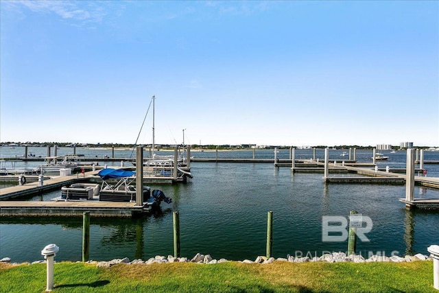 view of dock featuring a water view