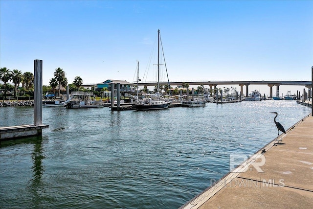 view of dock featuring a water view