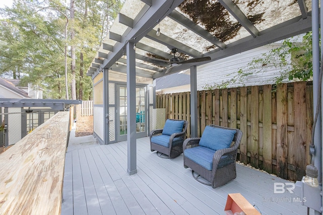 wooden terrace featuring a pergola