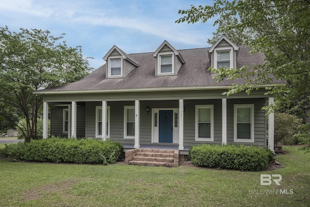 cape cod-style house with a porch and a front yard