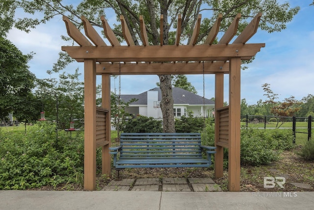 view of property's community with a pergola