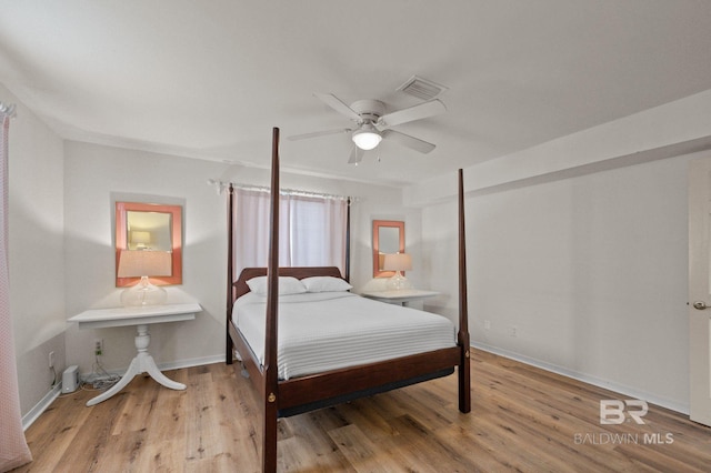 211 Fels Ave, Fairhope, AL 36532 - bedroom featuring baseboards, ceiling fan, visible vents, and wood finished floors