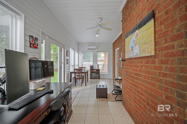 16520 Gaineswood Dr, Fairhope, AL 36532 - sunroom / solarium with brick wall, tile patterned floors, and an AC wall unit