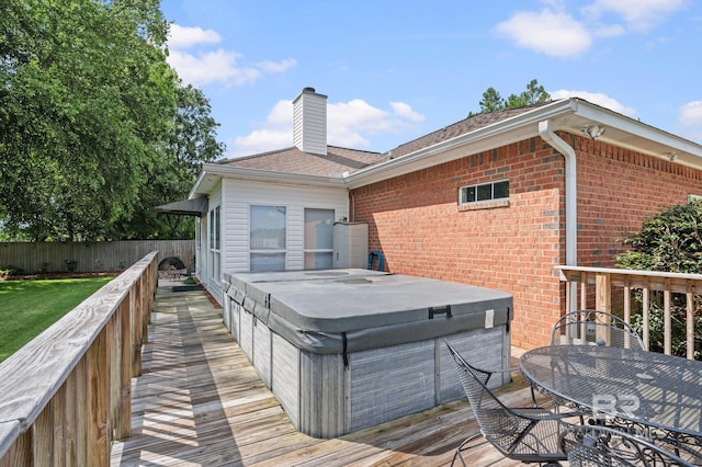16520 Gaineswood Dr, Fairhope, AL 36532 - deck featuring a hot tub and outdoor dining space
