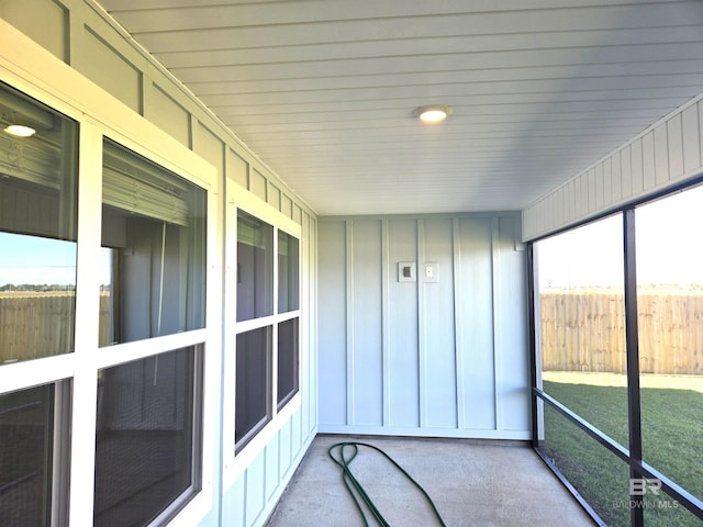 view of unfurnished sunroom