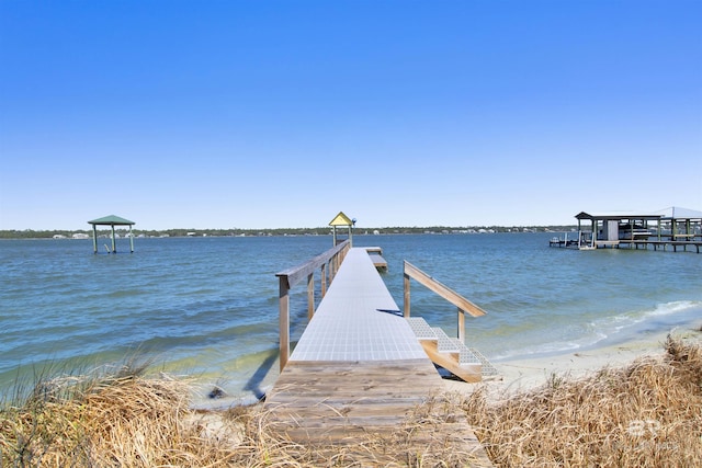 dock area featuring a water view