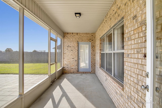 view of unfurnished sunroom