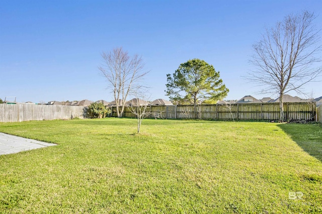 view of yard featuring a fenced backyard