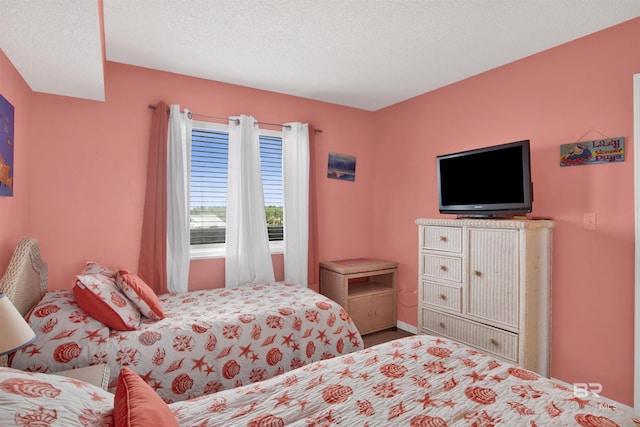 bedroom with a textured ceiling