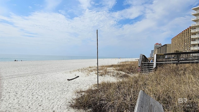 view of water feature featuring a beach view