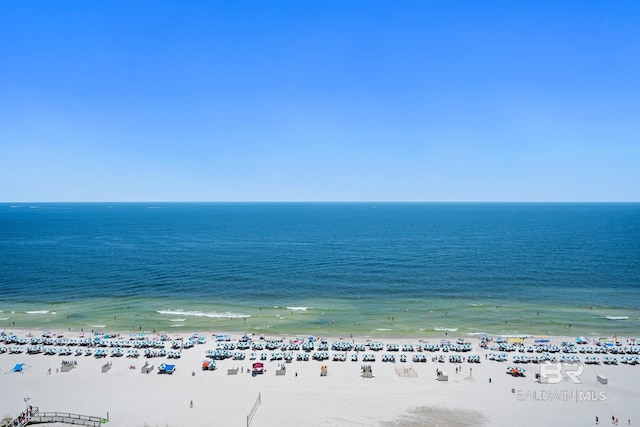 view of water feature with a view of the beach