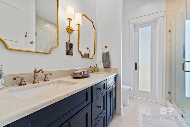 4029 Landfall Dr, Pensacola, FL 32507 - bathroom featuring a stall shower, double vanity, and a sink