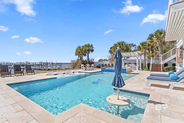 4029 Landfall Dr, Pensacola, FL 32507 - view of swimming pool featuring a pool with connected hot tub, a pergola, and a patio area