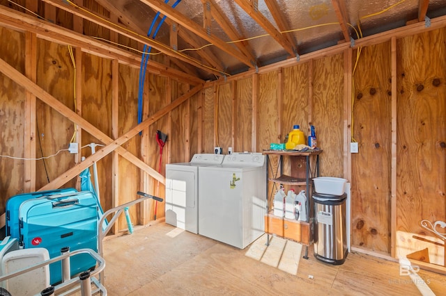 interior space featuring washing machine and clothes dryer