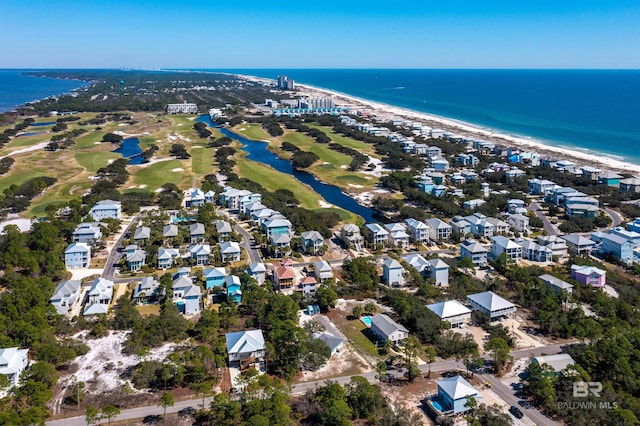 bird's eye view with a residential view and a water view