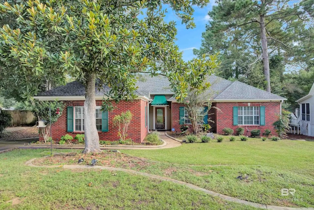 single story home with a front yard