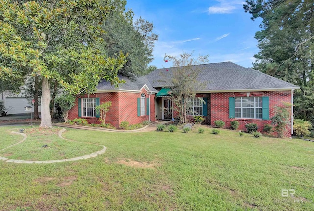 ranch-style house featuring a front yard