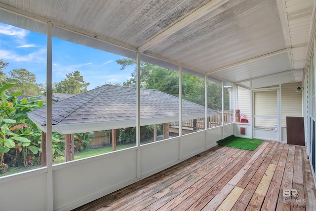 view of unfurnished sunroom