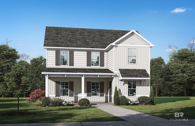 6158 Milo Loop, Gulf Shores, AL 36542 - view of front of home with roof with shingles, a porch, and a front yard