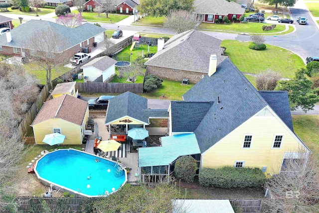 aerial view with a residential view