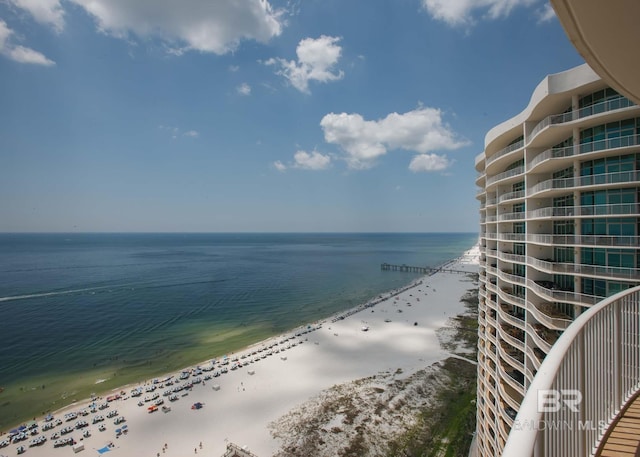 property view of water featuring a view of the beach