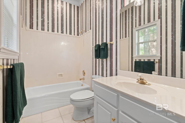 9330 Timbercreek Blvd, Daphne, AL 36527 - bathroom with wallpapered walls, tile patterned flooring, toilet, and vanity