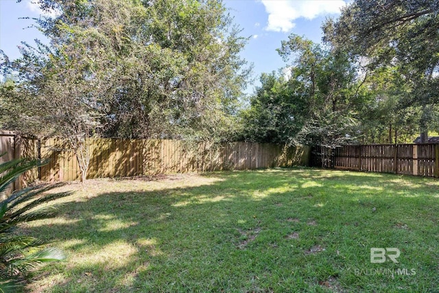 view of yard featuring a fenced backyard