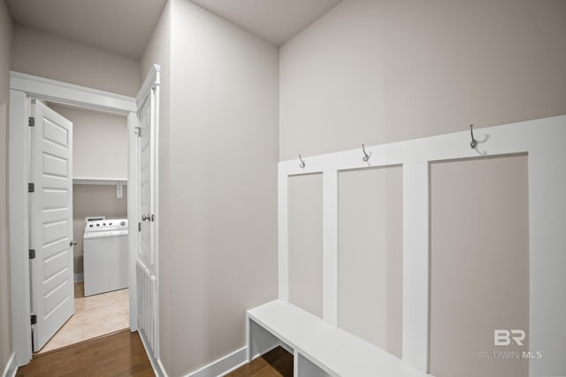 9377 Diamante Blvd, Daphne, AL 36526 - mudroom with dark wood-style floors and washer / dryer