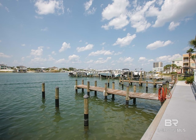 view of dock featuring a water view