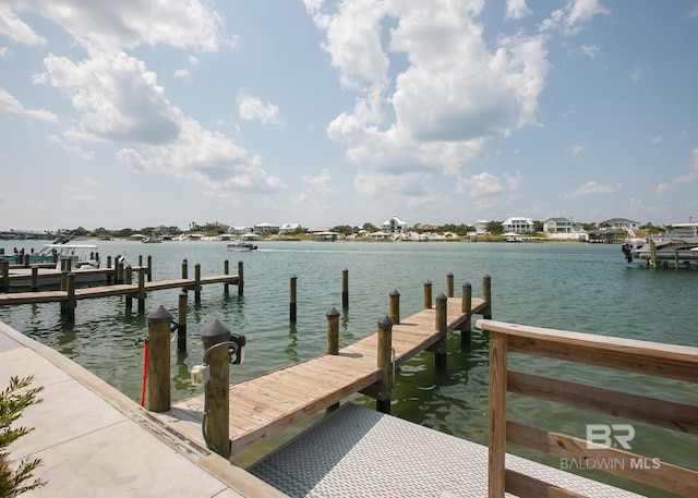 dock area featuring a water view