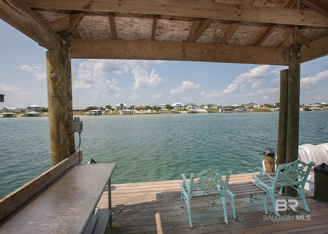 view of dock featuring a water view