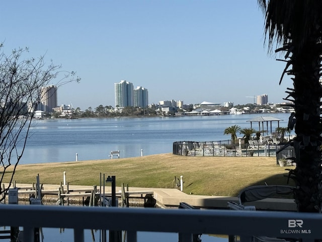 property view of water with a city view