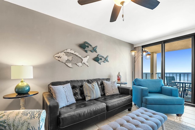 24230 Perdido Beach Blvd Unit 3077, Orange Beach, AL 36561 - tiled living area with a ceiling fan