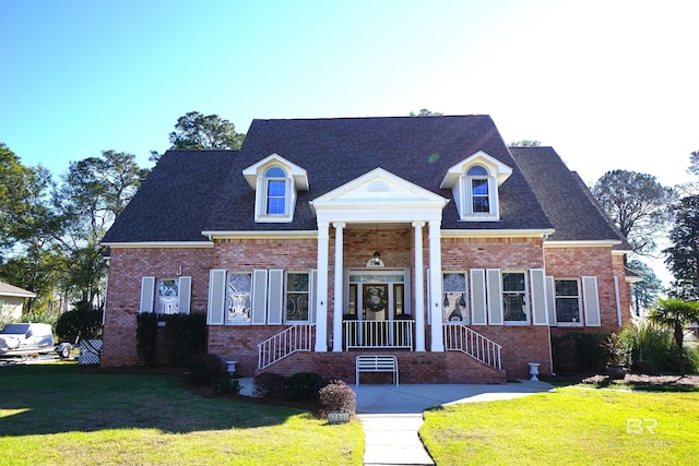 view of front of property with a front lawn