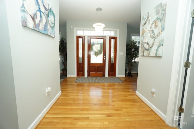 entrance foyer featuring light wood-type flooring