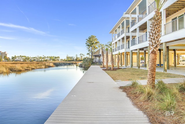 view of dock featuring a water view