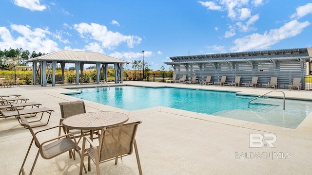 view of swimming pool with a pergola, a patio area, and a gazebo