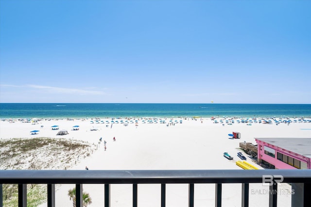 property view of water with a beach view