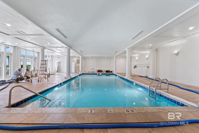 375 Beach Club Dr Unit 1801, Gulf Shores, AL 36542 - indoor pool featuring decorative columns