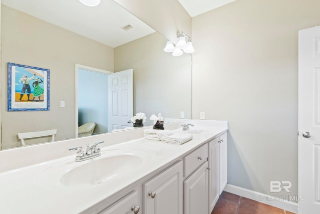bathroom featuring tile patterned flooring and vanity