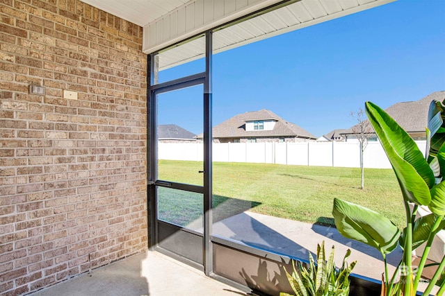 view of unfurnished sunroom