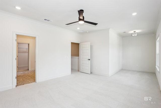 5099 Leeward Dr, Pensacola, FL 32507 - unfurnished bedroom featuring ornamental molding, carpet, a spacious closet, recessed lighting, and baseboards
