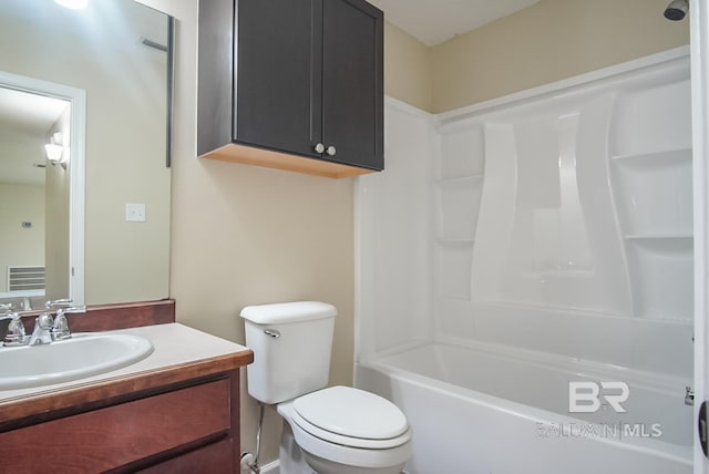 full bathroom featuring vanity, toilet, and shower / bath combination