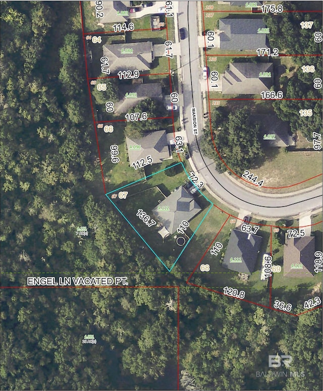 16063 Mansion St, Foley, AL 36535 - aerial view of property's location with property boundaries highlighted