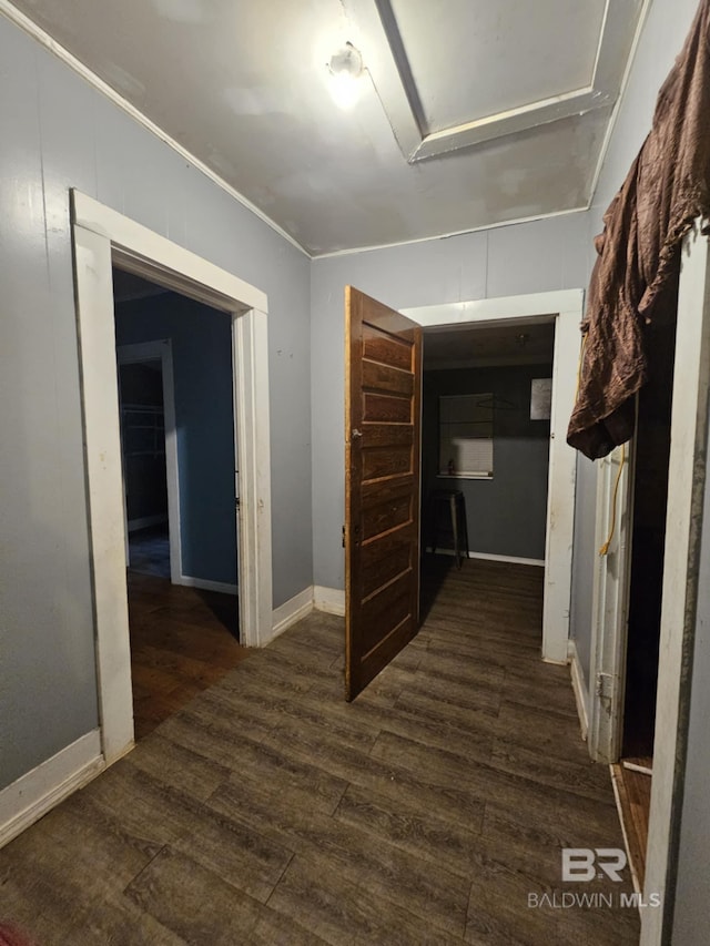 31398 Brady Rd, Robertsdale, AL 36567 - hall featuring crown molding, baseboards, and wood finished floors