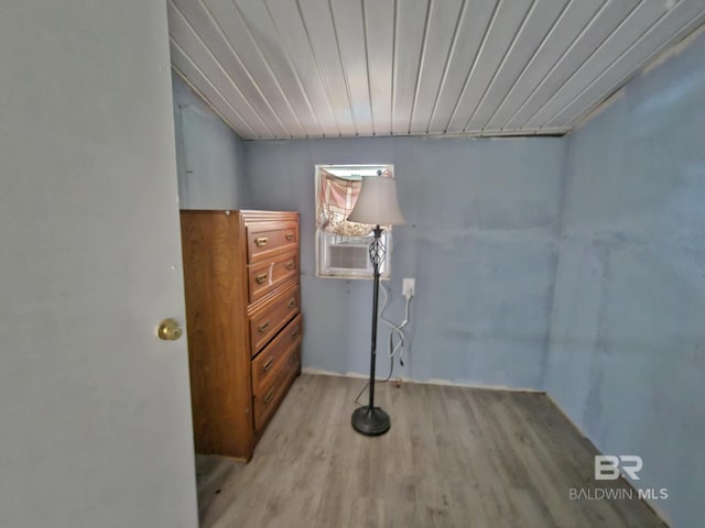 31398 Brady Rd, Robertsdale, AL 36567 - interior space with light wood-style floors, cooling unit, and wood ceiling